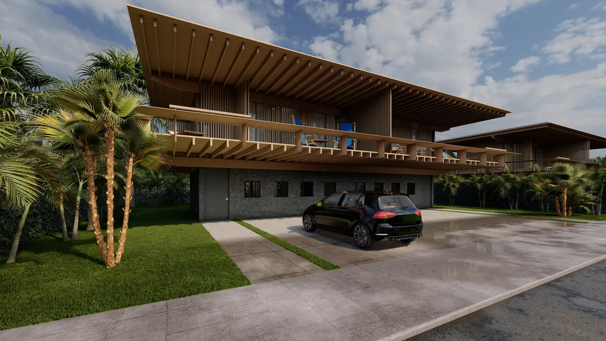 Residencias Tibau do Sul, Vista lateral com pergolado